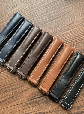 适用欧米茄真皮手表带海马300/150蝶飞超霸月球表传承20 21 22mm