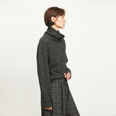 Carolingian極简ROW风 柔糯羊毛牦牛绒堆堆领慵懒宽松毛衣针织衫