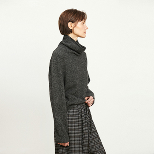 Carolingian極简ROW风 柔糯羊毛牦牛绒堆堆领慵懒宽松毛衣针织衫