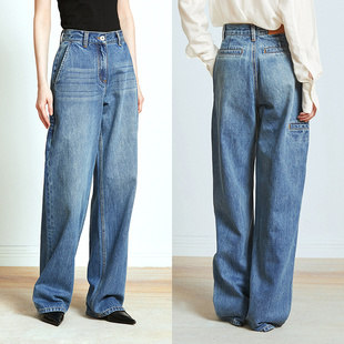 松弛阔腿裤 感牛仔裤 长绒棉ROW时装 Carolingian重磅单宁牛仔