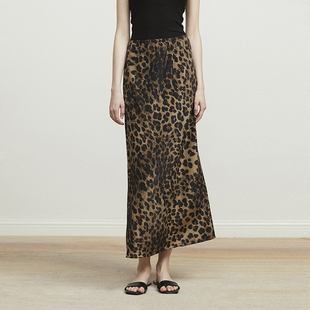 Carolingian高阶时髦！重磅垂顺日本醋酸豹纹印花半身裙 显瘦半裙