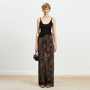 休闲空气裤 Carolingian时髦B入 亲肤垂感VISCOSE豹纹直筒裤