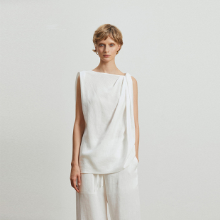 上衣 亲肤TENCEL天丝亚麻不对称扭解构无袖 Carolingian法式 高阶
