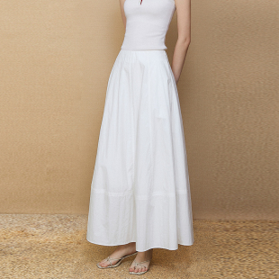 Carolingian小众设计重磅 气质长裙 高密日本棉微皱半身裙