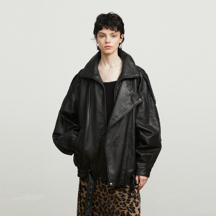 Carolingian重磅Y 进口绵羊泡皮重工廓形真皮皮衣外套皮夹克 L风