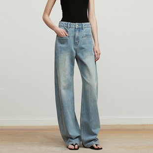 Carolingian意式经典！重工水洗长绒棉侧缝前移显瘦牛仔裤镰刀裤