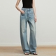 镰刀裤 重工水洗长绒棉侧缝前移显瘦牛仔裤 经典 Carolingian意式