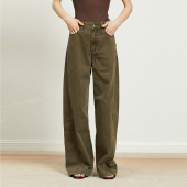 Carolingian高阶松弛 重磅长绒棉阿苏特染分割线宽松弧形牛仔裤