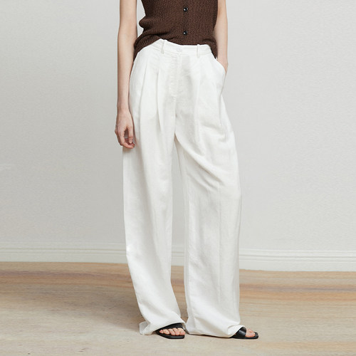Carolingian高阶松弛！亲肤亚麻+VISCOSE直筒阔腿裤老钱风休闲裤