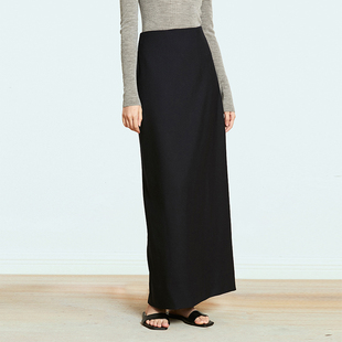 Carolingian静奢ROW气质 精纺澳洲羊毛極简百搭长半身裙博主半裙