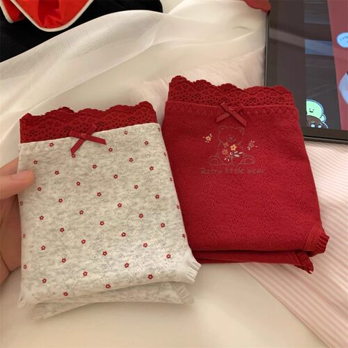 收集快乐~日系可爱纯棉内裤女加长裆全棉10A抗菌裆亲肤女士三角裤