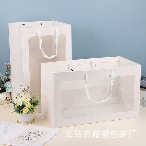 特大超大加厚礼品袋玩具玩偶礼物包装袋鲜花花束纸袋透明手提袋