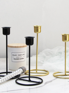 婚礼candlestick欧式铁艺单头烛台金属蜡烛杯客厅婚庆装饰摆件