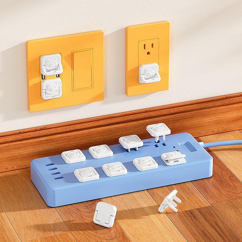 美式小熊防触电绝缘插座防护盖婴幼儿3插头2孔儿童国内电源保护盖