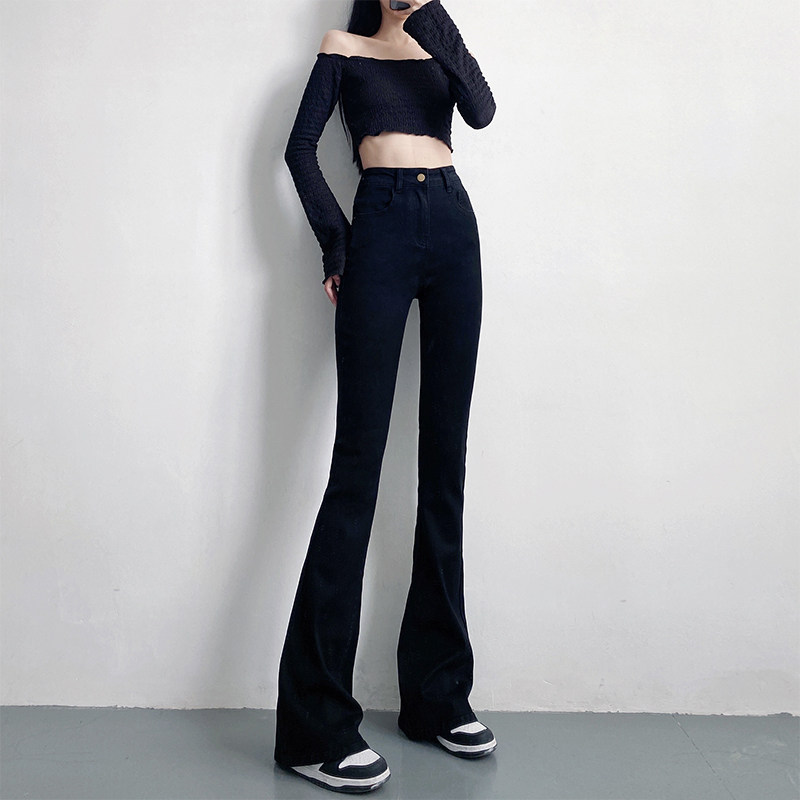 春季新款高腰显瘦紧身黑色微喇叭牛仔裤女175高个子加长版拖地裤,女装/女士精品,牛仔裤,淘宝优惠券,粉丝福利购,淘宝优惠卷