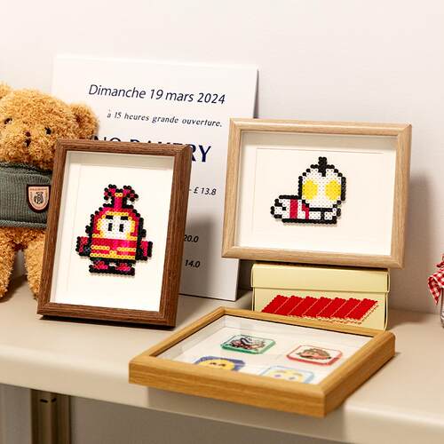 diy拼豆豆相框中空镂空相框摆台正方形九宫格相框摆桌立6寸7寸8寸