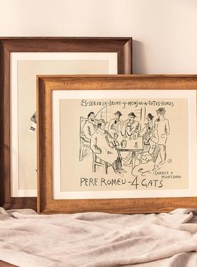 复古画框架装裱仿木质相框挂墙四4k8k水彩素描a3a4纸油画拼图定制