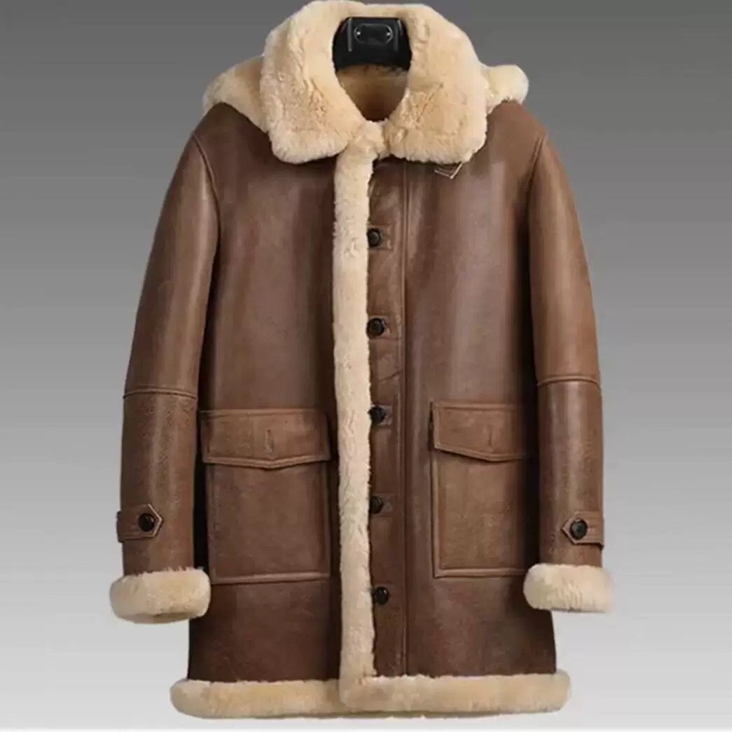 原生态皮毛一体大衣B7男士冬季皮草外套加厚加大码男装