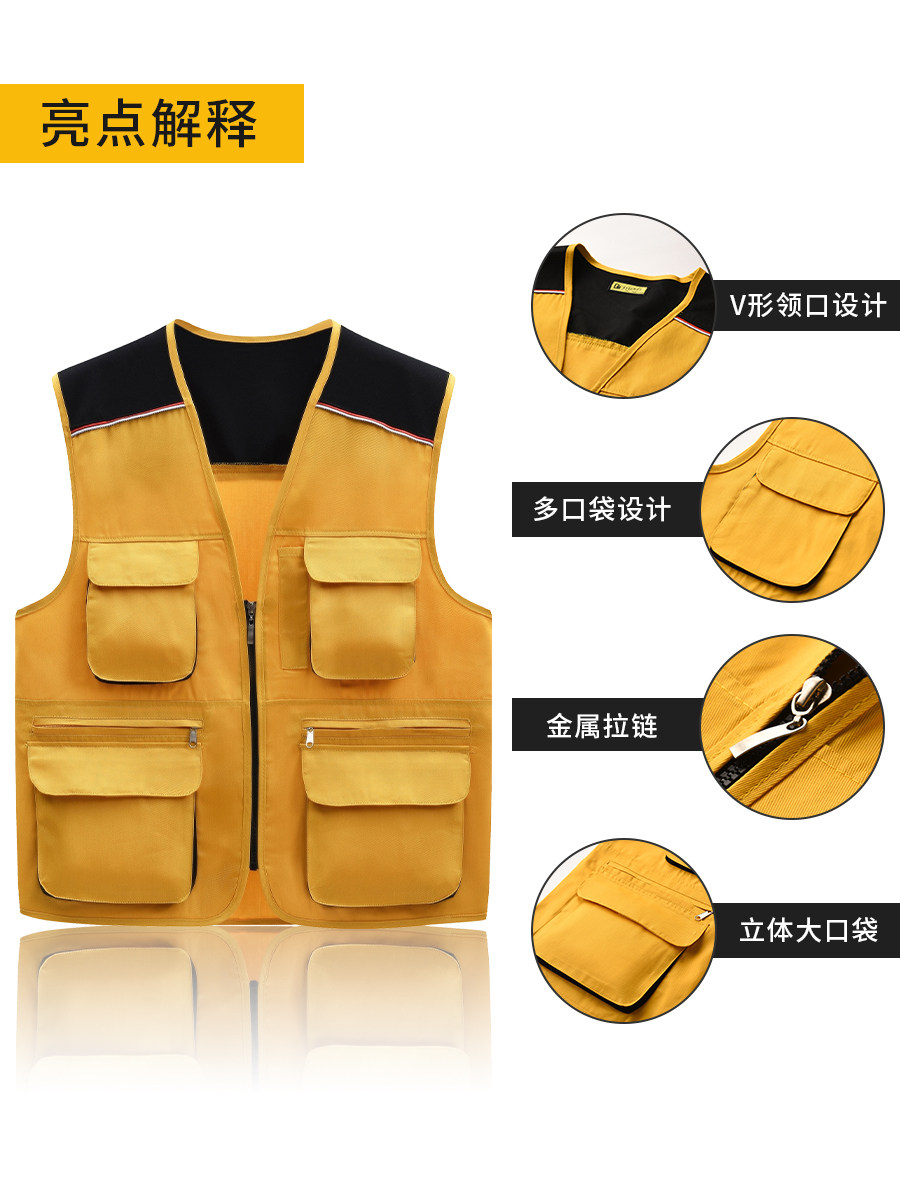 OUTDOOR MULTI-POCKET VEST CUSTOM VEST REPORTER DIRECTOR FISHING PHOTOGRAPHER VOLUNTEER OVERALLS EMBROIDERY PRINTED LOGO