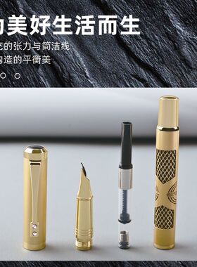 永生9562镂空网格美工钢笔 成人练字书法笔学生用直尖钢笔中国风