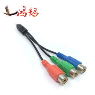 3.5公转3RCA母转换红蓝绿插头3.5mm转色差线转接一分三分量视频线
