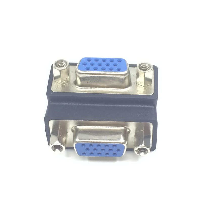 vga转接头母对母电脑显示器显卡延长对接头90度弯头三排15孔对孔