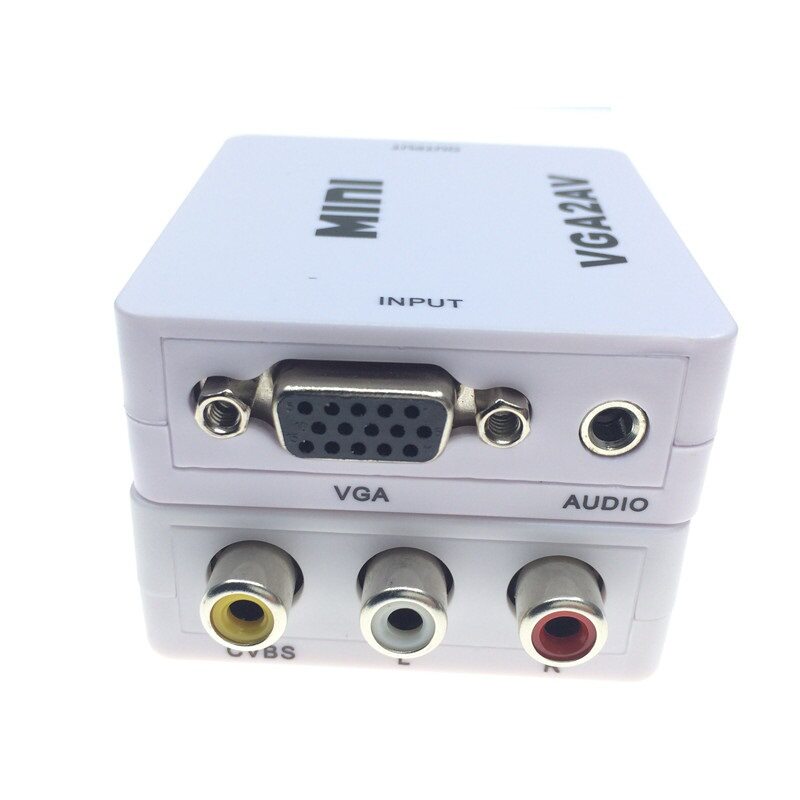 vga转av莲花黄红白转换器电脑机顶盒监控连接电视显示器老电视机