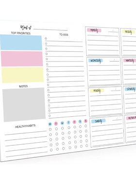 52sheets Weekly English Tearmable Calendar Notebook planner