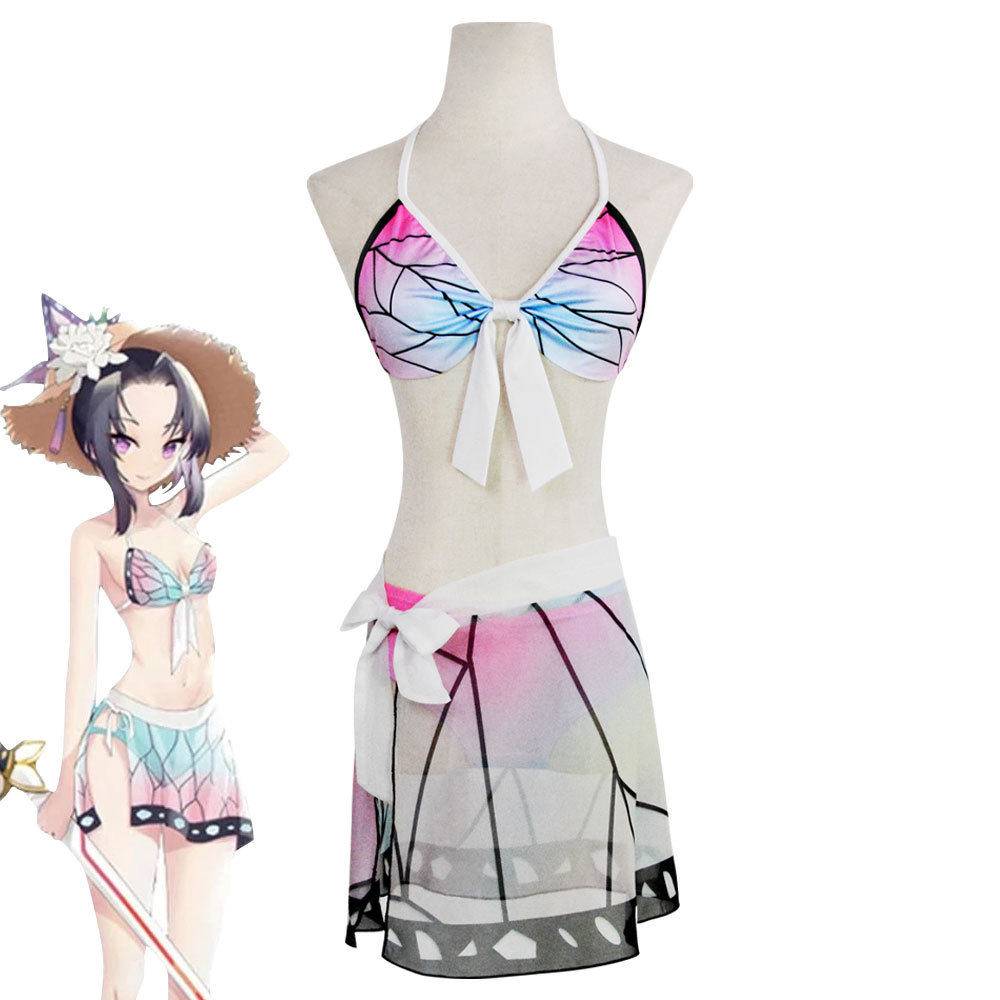 动漫鬼灭之刃cosplay服装蝴蝶忍cos性感比基尼泳装女游泳衣套装