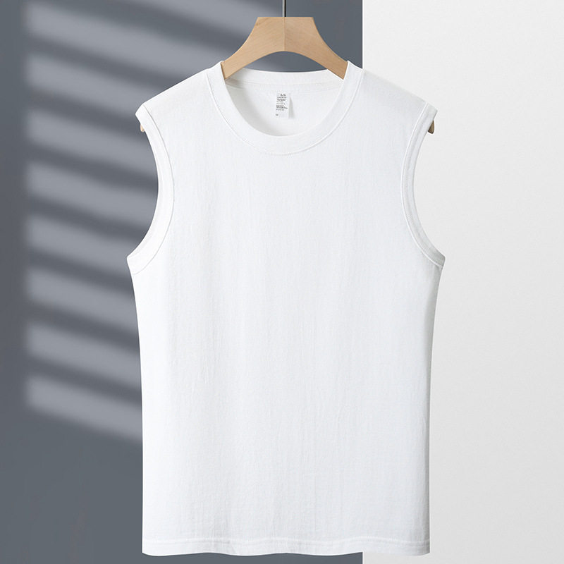 韩国潮牌男士外穿美式重磅坎肩无袖t恤背心男夏健身运动纯棉圆领