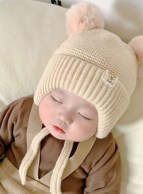 韩国网红明星同款宝宝帽子秋冬季韩版可爱超萌婴幼儿毛线帽男女童