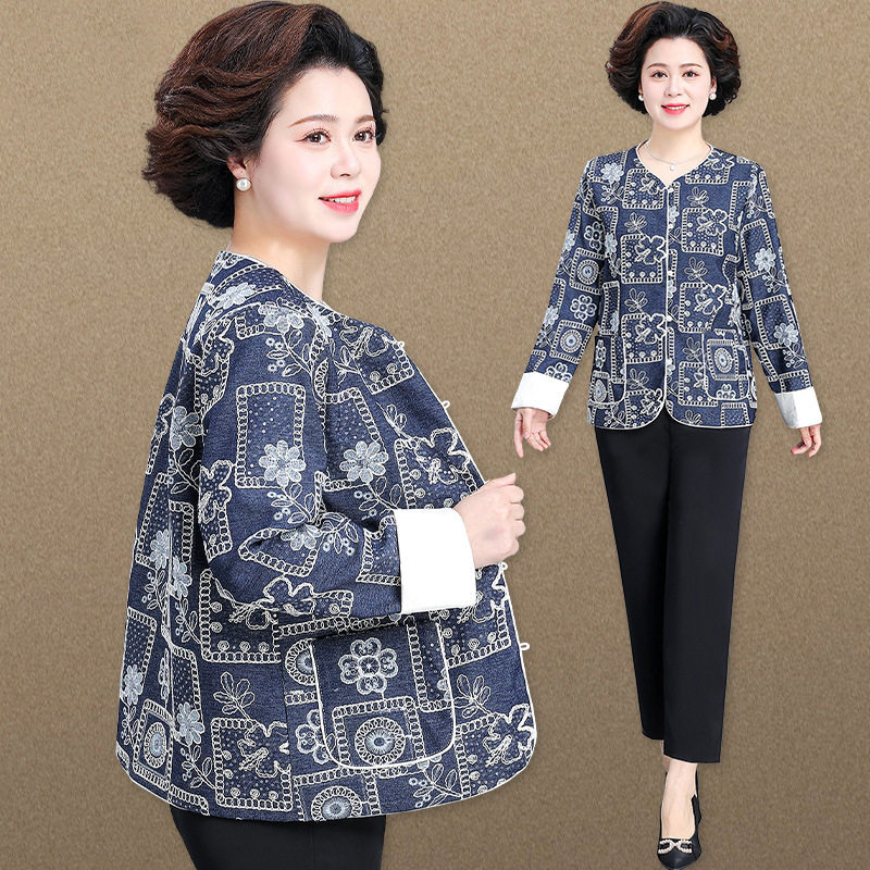 恒源祥妈妈春装印花外套2025国风中老年女装春秋上衣贵夫人时尚一,女装/女士精品,中老年女装,淘宝优惠券,粉丝福利购,淘宝优惠卷