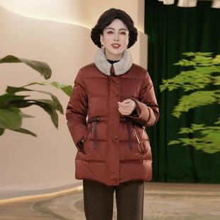 恒源祥2024冬季新款妈妈装冬装羽绒服时尚毛领中年女装宽松保暖外