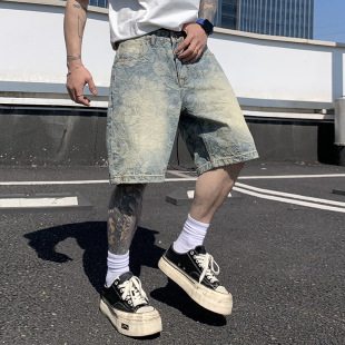 男士 韩国潮牌高品质提花休闲牛仔短裤 新款 2026夏季 复 男潮牌五分裤