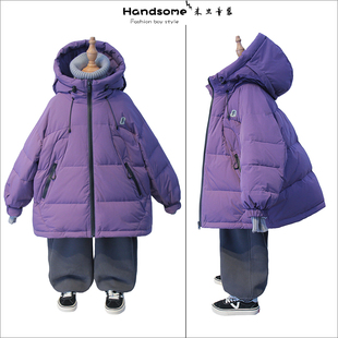 新年啦芙莱童装儿童厚实连帽90白鸭绒羽绒服25冬男女童暖外套6868