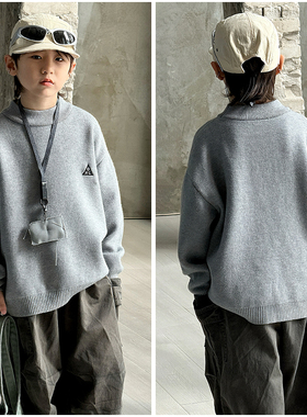 大E小e童装儿童水貂绒加厚加绒针织毛衣 冬男童保暖毛衫潮82056