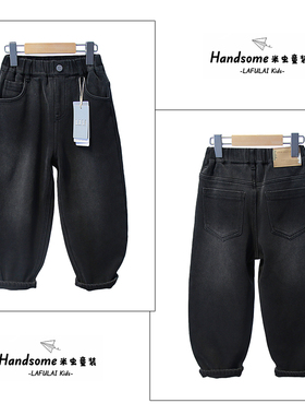 啦芙莱品牌童装儿童一体绒牛仔裤25冬新品男女童加厚宽松长裤3773