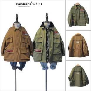 [特价]啦芙莱品牌童装儿童夹棉工装外套棉服风衣24深秋冬男童2333