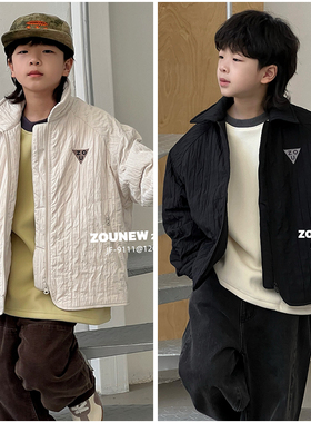 舟由童装儿童夹薄棉衬衫外套25冬新品男女童加棉翻领上衣棉服9111