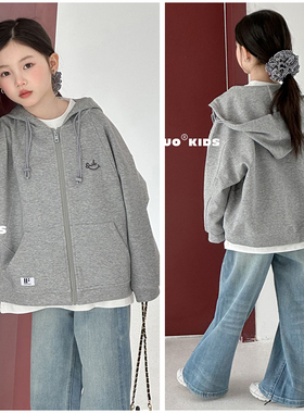 牛哆哆童装儿童休闲质感刺绣卫衣外套25春新品男女童拉链衫76075