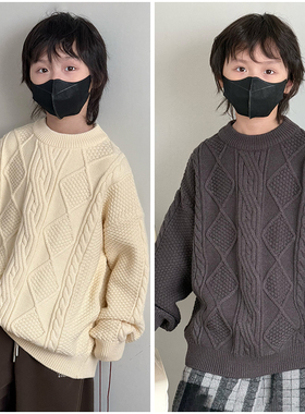 大E小e童装儿童麻花厚款腈纶混纺针织毛衣24冬男童保暖毛衫82056
