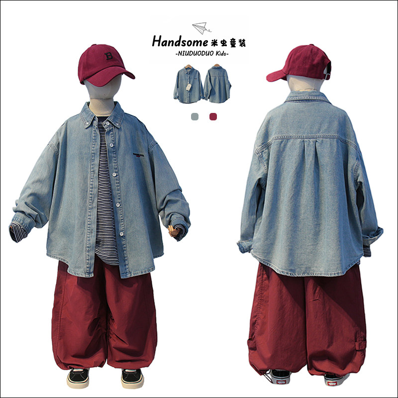 牛哆哆童装儿童韩版软牛仔衬衫26春新男童翻领衬衣中童上衣82308