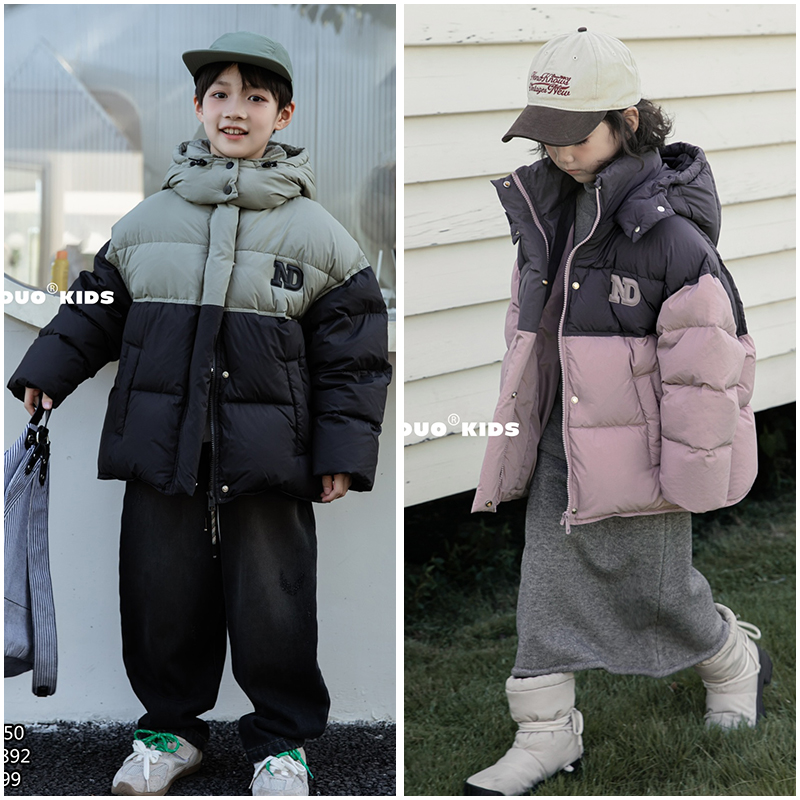 牛哆哆童装儿童连帽90白鸭绒羽绒服24冬男女童厚实保暖外套14350