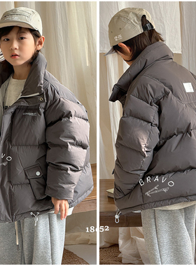 布芮欧童装儿童90白鸭绒面包厚款羽绒服24冬男女童立领外套18081