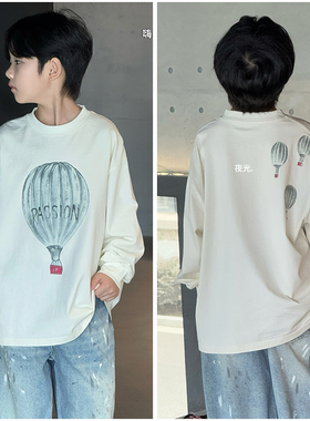 大E小e童装儿童卡通印花T恤25秋季新品男女童长袖打底衫上衣25161