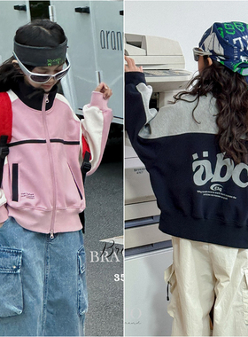 布芮欧童装儿童潮酷蝙蝠袖立领运动风外套2024男女童拉链衫35979