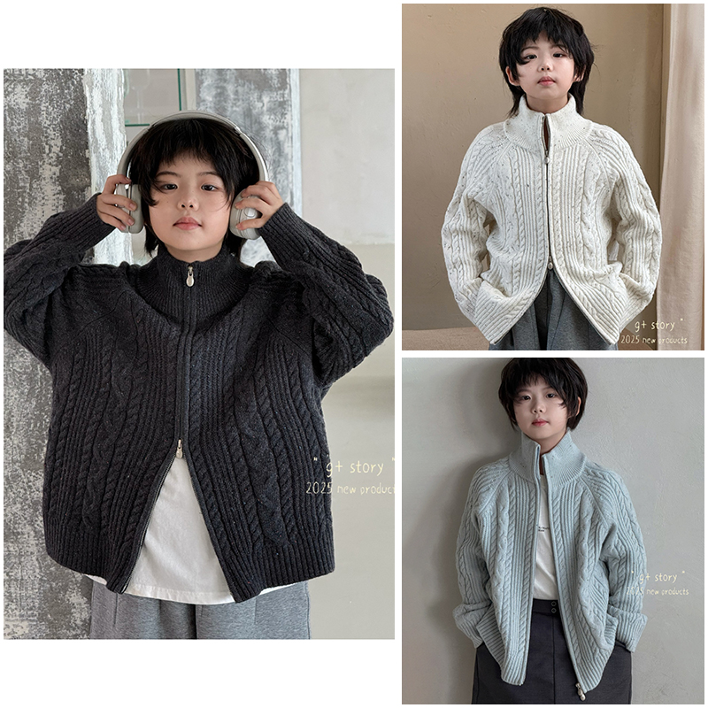 G+童装儿童半高领毛衣外套25冬季新品男女童拉链针织衫上衣52822