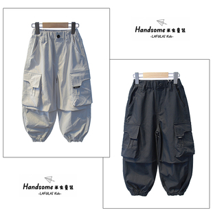 中大童束脚长裤 啦芙莱童装 25秋新男童运动裤 裤 2875 儿童大口袋工装