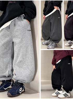 大E小e童装儿童一体绒卫裤25冬季女童长裤中大童运动裤长裤66620