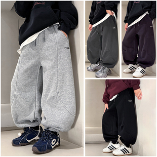 大E小e童装儿童一体绒卫裤25冬季女童长裤中大童运动裤长裤66620